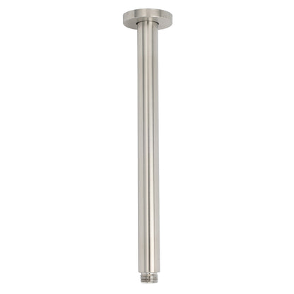 Brushed Nickel Round 10" Shower Rain Head + 300mm Brass Ceiling Dropper Arm Set