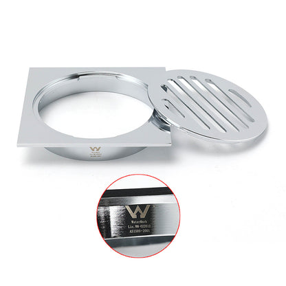 Chrome Stainless Steel 110mm Small Square Shower Grate Floor Drain 95mm Outlet