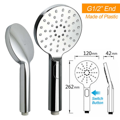 Chrome Round 8" Rainfall Shower Head 3 Modes Handheld Rose Silde Rail Twin Set