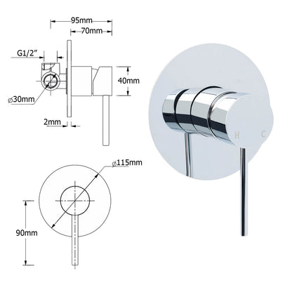 WELS Chrome 9" Rain Shower Head 3 Modes Handheld Rose Slide Rail Set Diverter Mixer