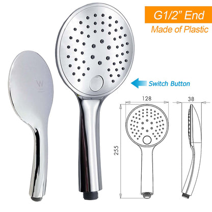 WELS Double Round Shower Head Handheld Sliding Rail Arm Chrome 12" Rainfall Set