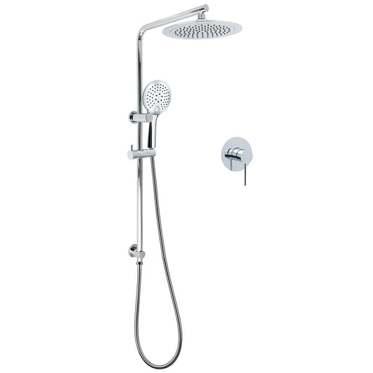 Chrome 9" Plastic Rain Shower Head 3 Modes Handheld Rose Slide Rail Diverter Mixer Set