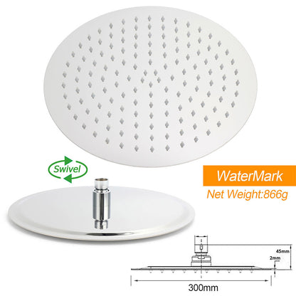 Chrome Dual Shower 12" Slim Rain Head 5 Modes Handheld Sliding Rail Inbuilt Diverter + Twin Taps