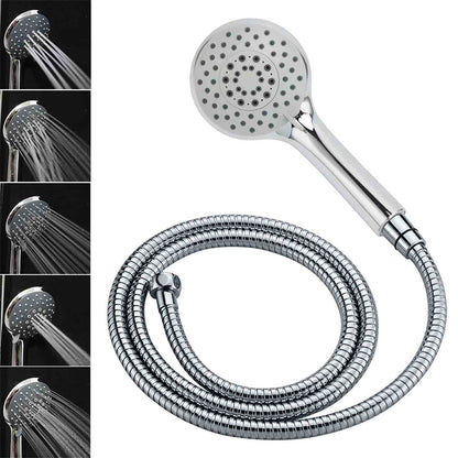 Chrome Dual Shower 12" Slim Rain Head 5 Modes Handheld Sliding Rail Inbuilt Diverter + Twin Taps