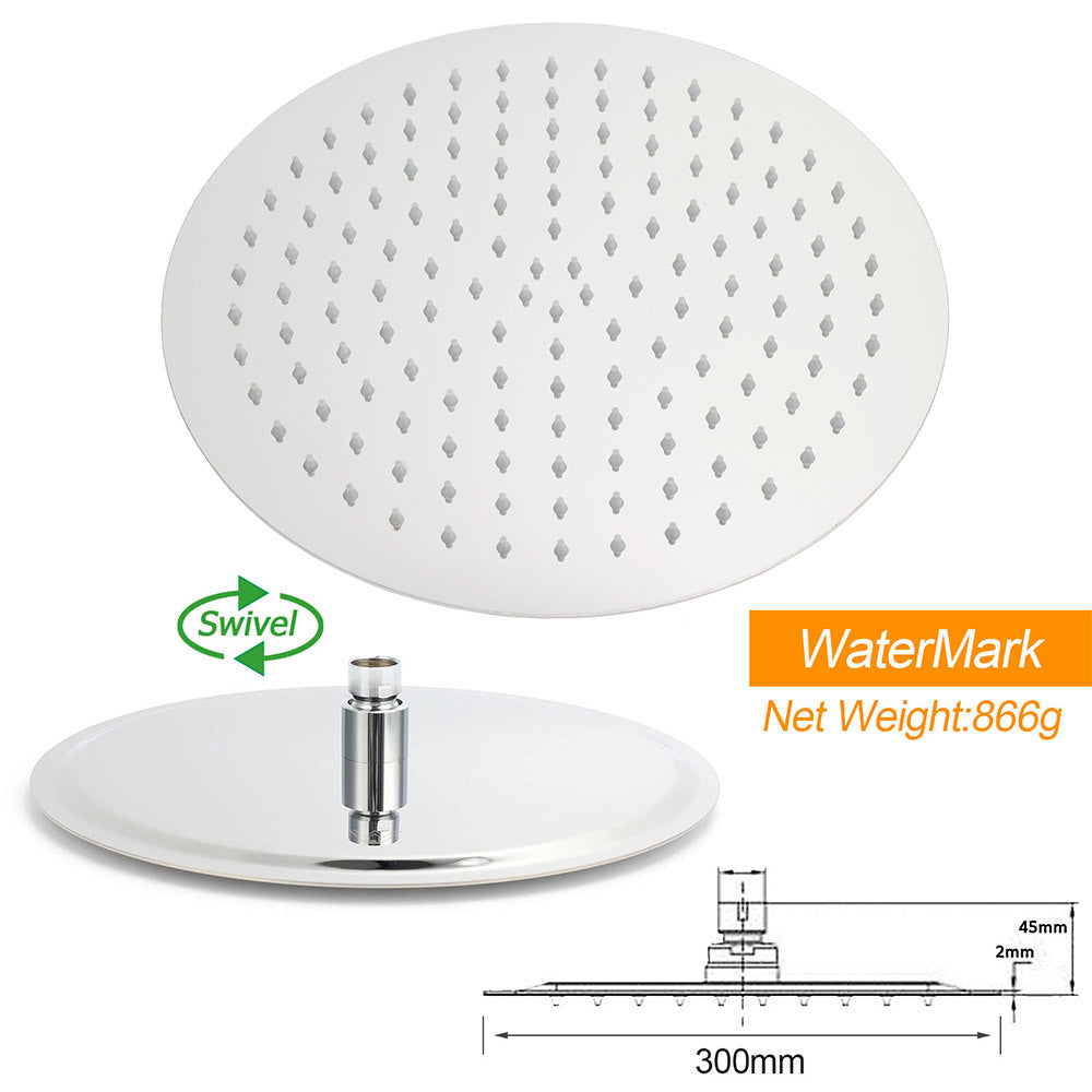 Chrome Dual Shower 12" Slim Rain Head 5 Modes Handheld Sliding Rail Inbuilt Diverter + Single Mixer