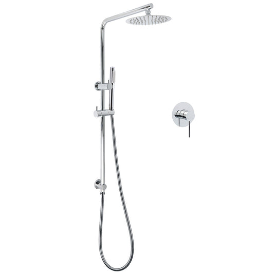 WELS Bathroom Round 8" Rain Shower Head Single Mode Brass Handheld Spray Rail Arm Set Mixer