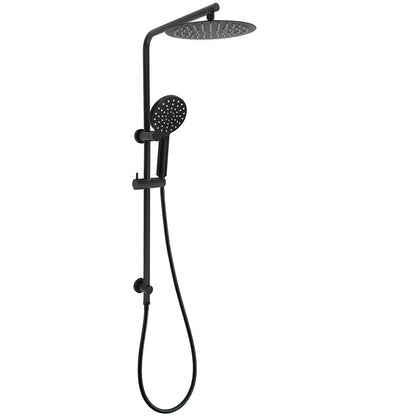 Matt Black 10" Shower Rain Head Handheld Silde Wall Arm Rail Dual Bath Set