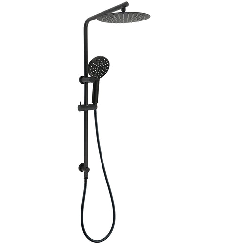 Matt Black 10" Shower Rain Head Handheld Silde Wall Arm Rail Dual Bath Set