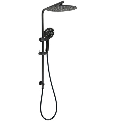 Matt Black Dual Shower 12" Large Shower Rain Head + Handheld Silde Wall Rail Set