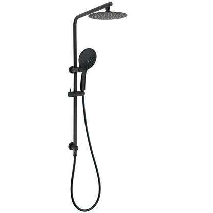 Matt Black Round 8" Shower Head Sliding Rail Arm 3 Modes Handheld Arm Dual Combo
