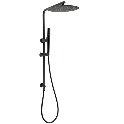 Round 300mm Rain Shower Head Brass Handheld Riser Rail Set Diverter Matt Black