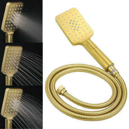 WELS Brushed Gold Square Shower 12" Large Rain Head Handheld Silde Rail Arm 2in1 Set