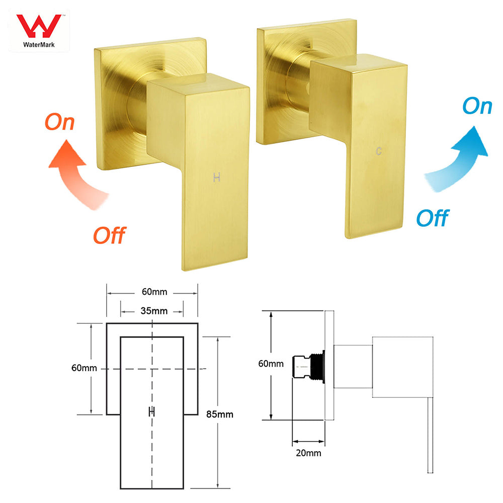 WELS Brushed Gold Square Shower 12" Large Rain Head 3 Modes Handheld Silde Rail Arm 2in1 Taps Set