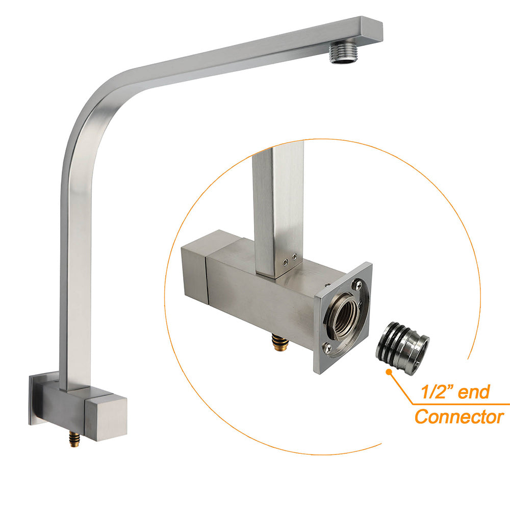 Brushed Nickel Square Twin Shower Set 8" Rain Head 3 Modes Handheld Silding Rail Arm