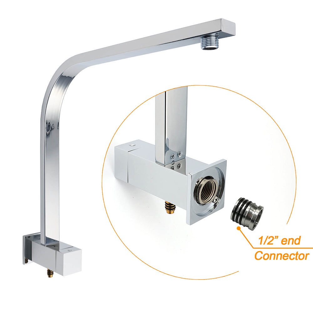 WELS Chrome 8" Dual Square Shower Set Rain Head 3 Modes Handheld Sliding Rail