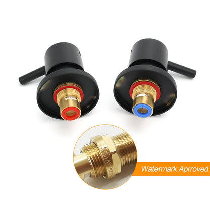 Watermark Black 1/4 Turn Twin Shower Taps Hot Cold Round Set Bath Vanity Mixer