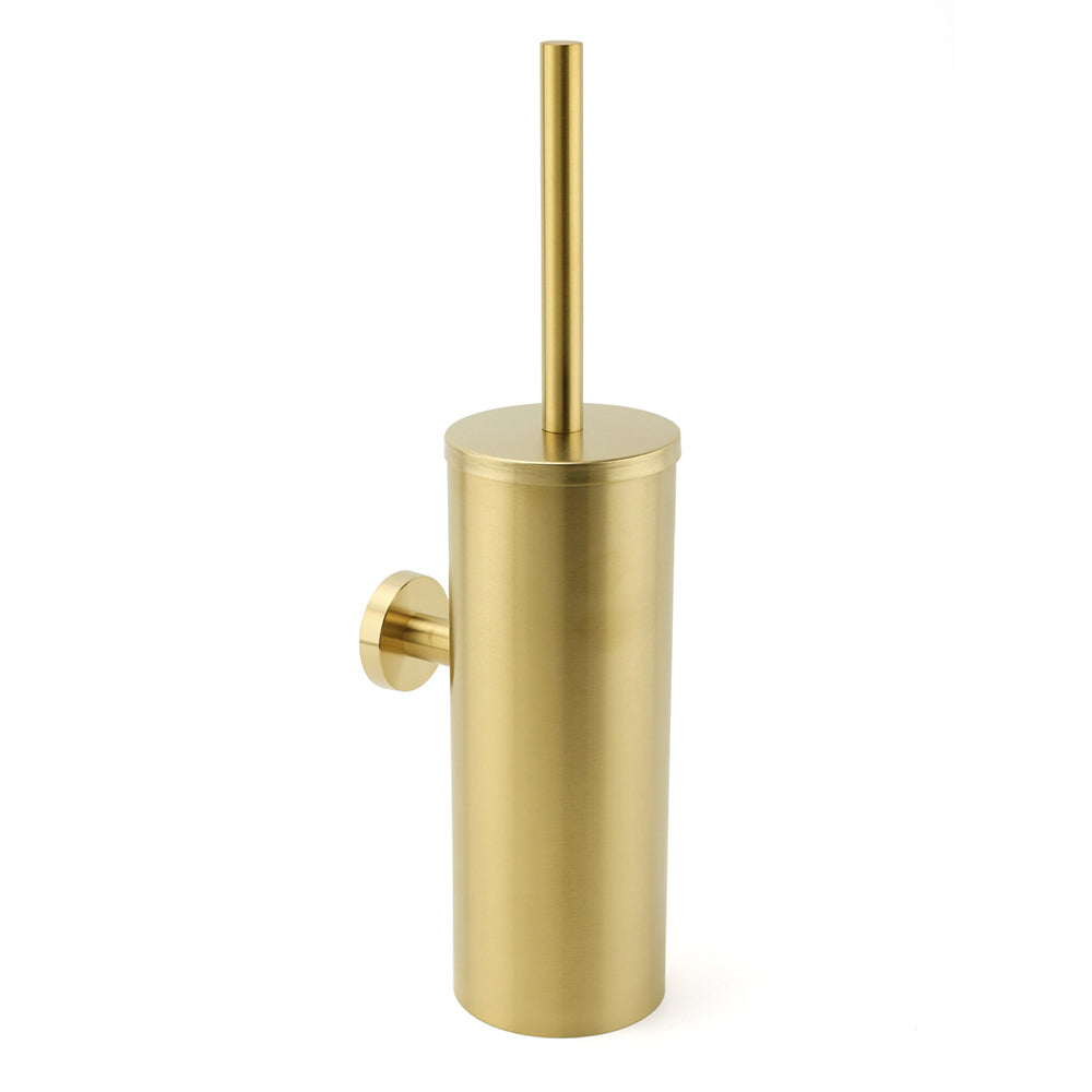 Bathroom Brushed Gold Stainless Steel Round Toilet Brush Wall Mounted Holder Cup