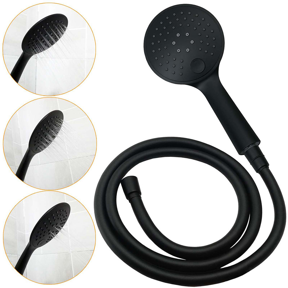 WELS Matte Black 12" 2in1 Round Shower Head Set Handheld Diverter Rail Wall Arm Twin Taps