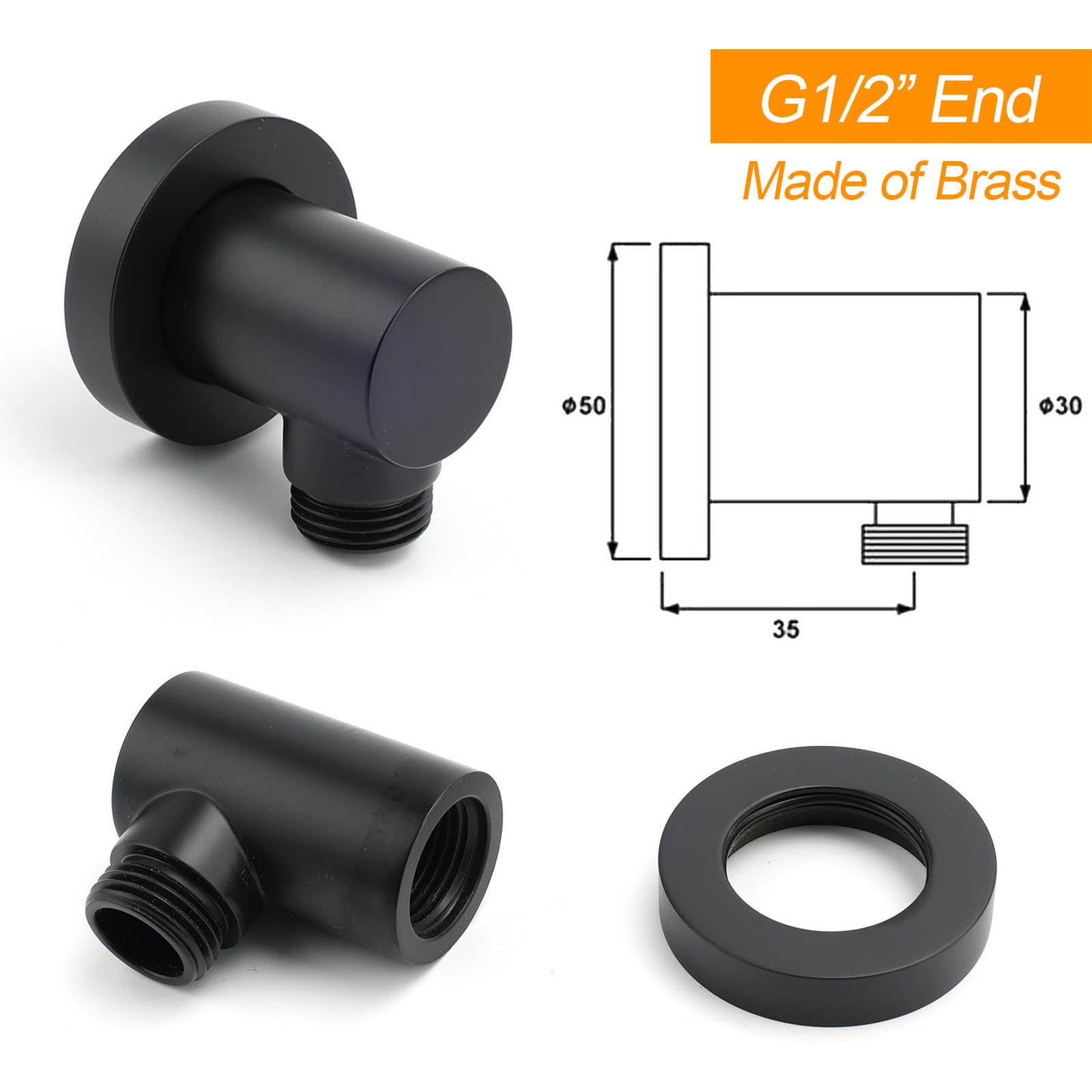 WELS Matte Black 12" Twin Round Shower Head Set Handheld Diverter Rail Wall Arm Mixer