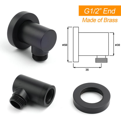 WELS Matte Black 12" Twin Round Shower Head Set Handheld Diverter Rail Wall Arm Mixer