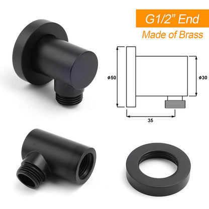 Matt Black 9" Round Rain Shower Head Handheld Adjustable Rail Arm Elbow Twin Set + Single Mixer