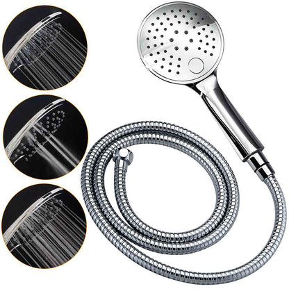 WELS Chrome Round 9" Rainfall Dual Shower Head & Handheld Sliding Rail Wall Arm Twin Taps