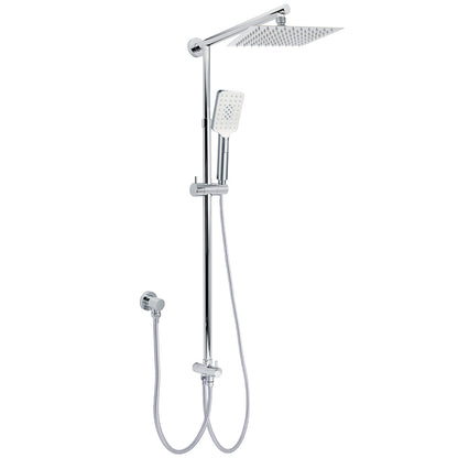Chrome Square 8" Rain Shower Head 3 Mode Handheld Sliding Rail Arm 2 IN 1 Set Diverter