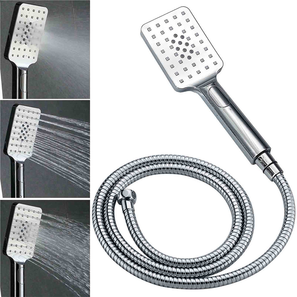 WELS Dual Square Shower Head 12" Rain Rose + 3 Modes Handheld Diverter Rail Arm Set