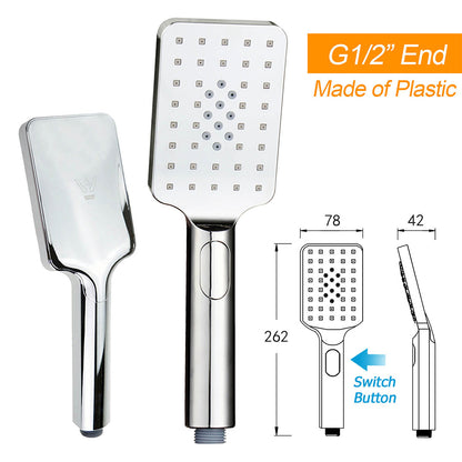 WELS Dual Square Shower Head 3 Mode Handheld Diverter Wall Arm 10" Rain Set