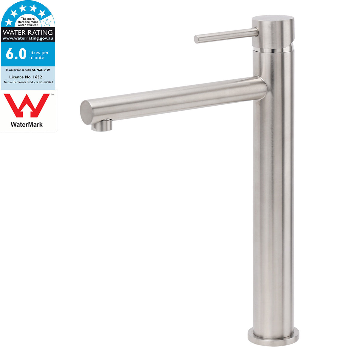 Brushed Nickel Classic Round Bathroom Basin Straight Spout Mixer Sink Faucet Tap