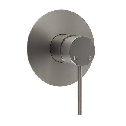 Watermark Gun Metal Grey Round Bathroom Shower Hot Cold Mixer Ceramic Cartridge