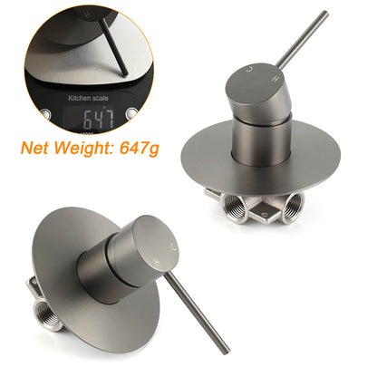 Watermark Gun Metal Grey Round Bathroom Shower Hot Cold Mixer Ceramic Cartridge