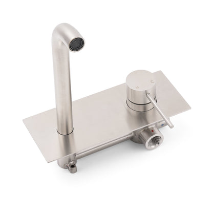 WELS Round Wall Mounted Basin Vanity Mixer Bath Tub Faucet Spout Brushed Nickel
