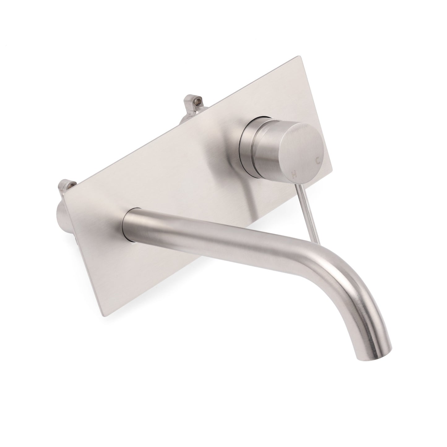 WELS Round Wall Mounted Basin Vanity Mixer Bath Tub Faucet Spout Brushed Nickel