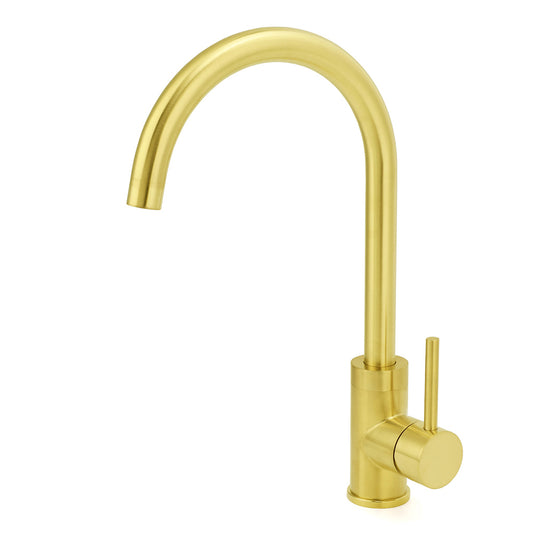 Brushed Gold Round Kitchen Mixer Sink Tap 360° Swivel Laundry Basin Faucet Spout