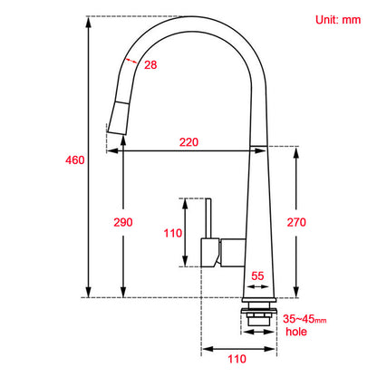 Round Matt Black Pull Out Kitchen Sink Tap Laundry Basin Mixer 2 Way Spout Set