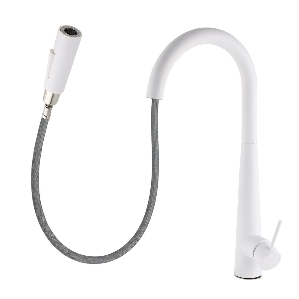 Matte White 2 Modes Spray Kitchen Mixer Pull Out Sink Tap Laundry Swivel Faucet
