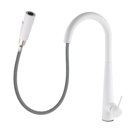Matte White 2 Modes Spray Kitchen Mixer Pull Out Sink Tap Laundry Swivel Faucet