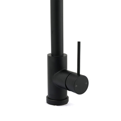 Matt Black Round Pull Out Down Kitchen Sink Tap Laundry Basin Mixer 2 Way Spout