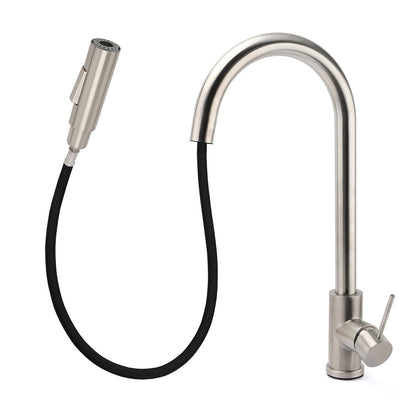 Brushed Nickel 2 Way Spray Kitchen Mixer Tap Pull Out Sink Laundry Swivel Faucet