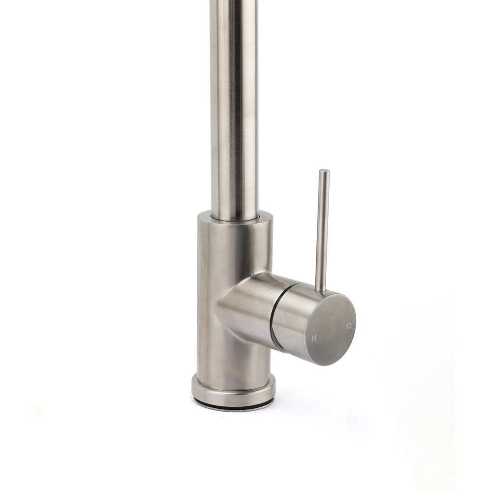 Brushed Nickel 2 Way Spray Kitchen Mixer Tap Pull Out Sink Laundry Swivel Faucet