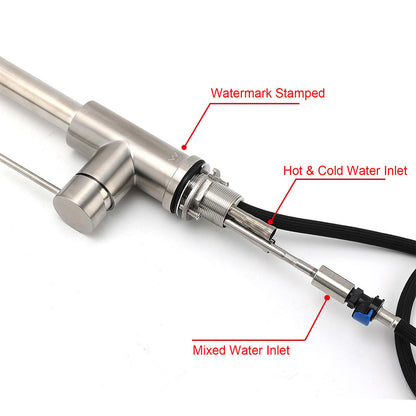 Brushed Nickel 2 Way Spray Kitchen Mixer Tap Pull Out Sink Laundry Swivel Faucet