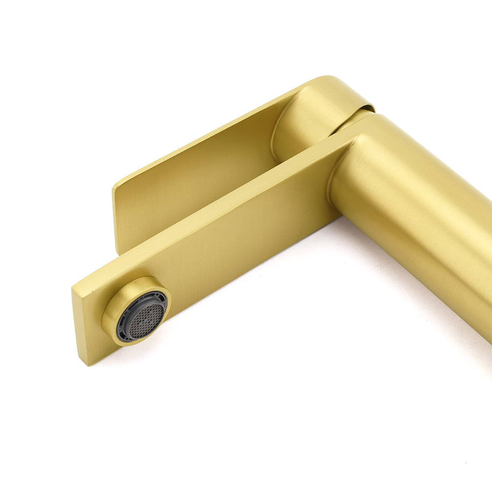 WELS Brushed Gold Short Square Basin Mixer Vanity Sink Faucet Spout Laundry Tap