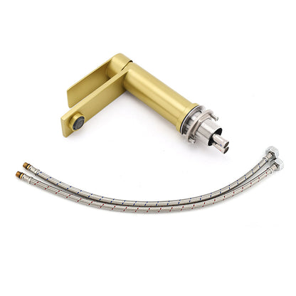 WELS Brushed Gold Short Square Basin Mixer Vanity Sink Faucet Spout Laundry Tap