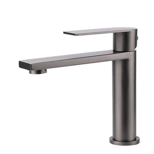 Gun Metal Rounded Square Short Basin Mixer Vanity Sink Faucet Laundry Spout Tap