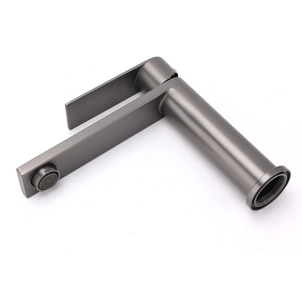 Gun Metal Rounded Square Short Basin Mixer Vanity Sink Faucet Laundry Spout Tap
