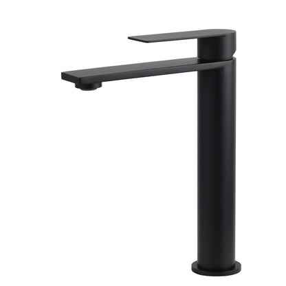 WELS Matt Black Square Tall Flat Lever Handle Basin Mixer Vanity Sink Faucet Spout