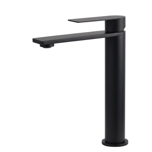 WELS Matt Black Square Tall Flat Lever Handle Basin Mixer Vanity Sink Faucet Spout