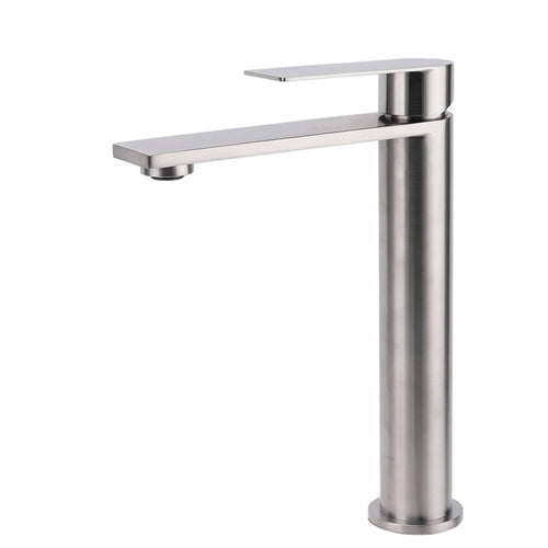 WELS Brushed Nickel Tall Basin Mixer Vanity Sink Faucet Spout 304SUS Laundry Tap
