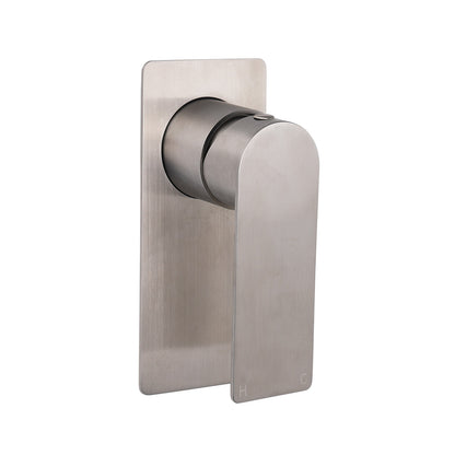 Brushed Nickel Bathroom Flat Lever Handle Shower Mixer Hot Cold Water Tap Valve